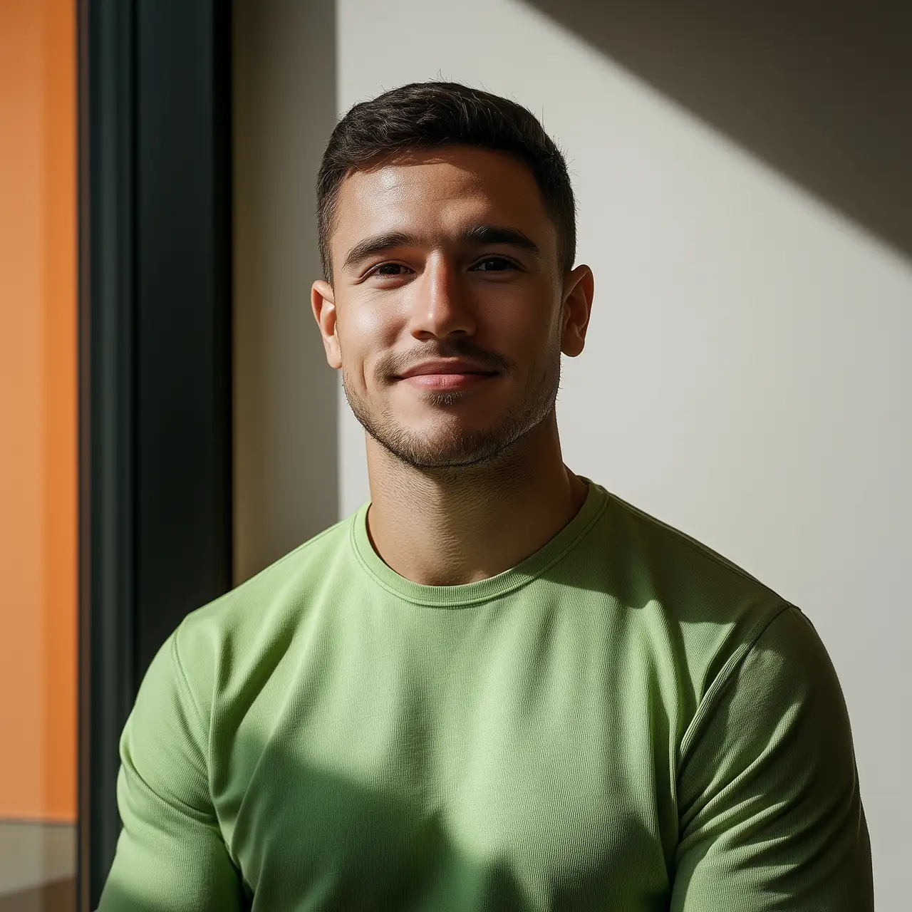 Man in green shirt